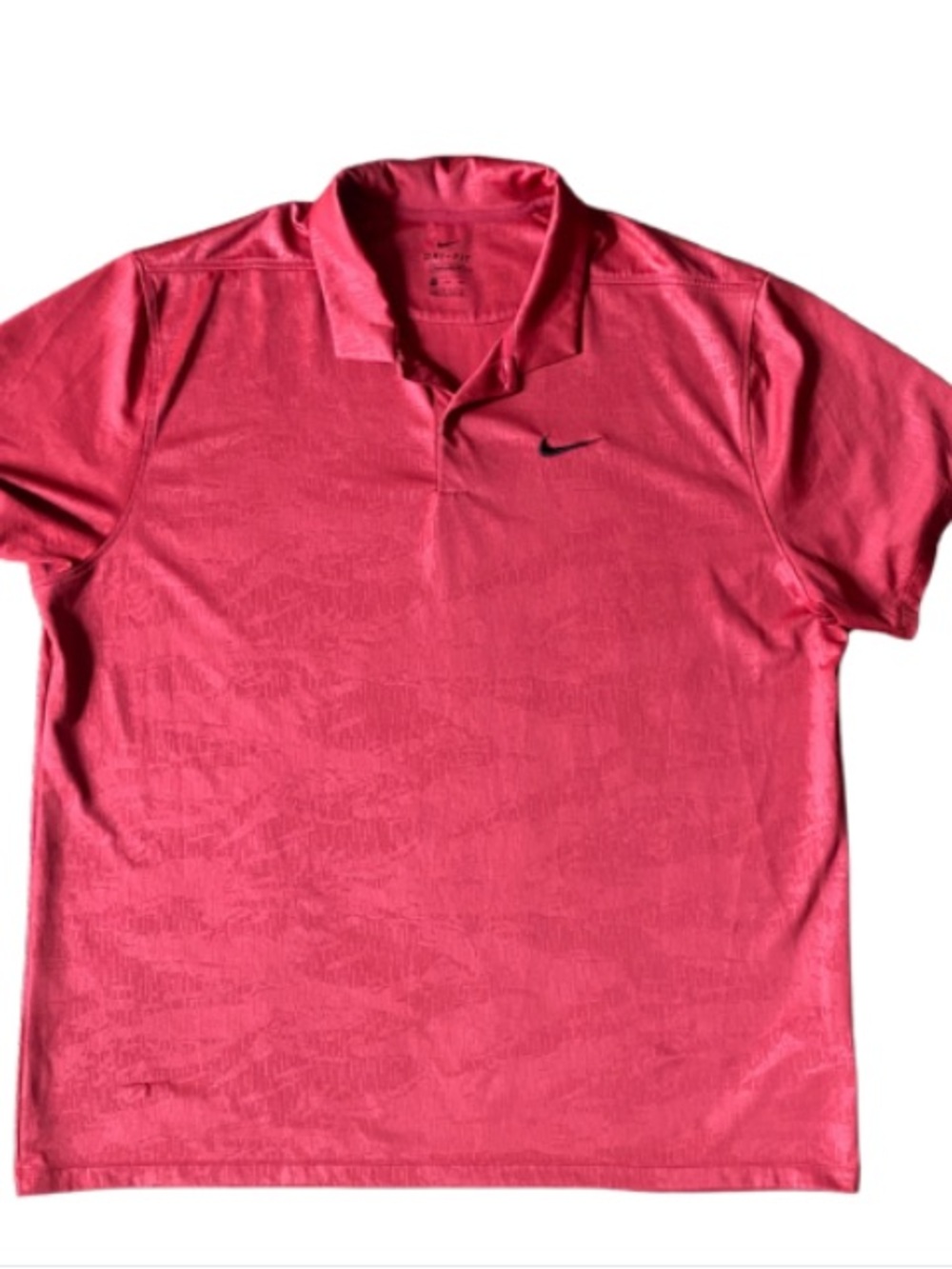 Nike Dri-Fit Men’s Coral Pink Polo Shirt with Black Swoosh Size XXL
